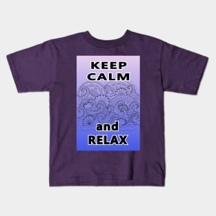 keep calm zen blue wave Kids T-Shirt